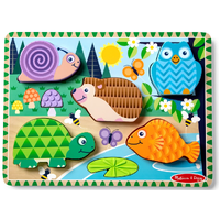 Melissa & Doug Wooden Touch & Feel Puzzle Forest Friends MND76751