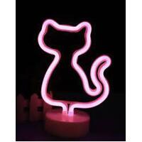 Neon LED Night Light/Lamp Pink Cat