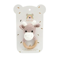 Petite Vous Crochet Ring Rattle - Jasper Cow