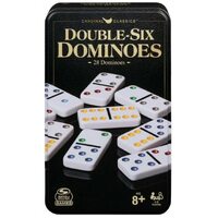 Cardinal Games Double Six Dominoes - 28 Colour Dot Dominoes in a tin