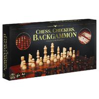 Cardinal Games Classic Wood Chess, Checkers, and Backgammon Set