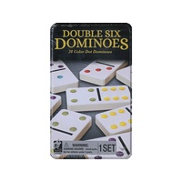 Cardinal Games Double Six Dominoes - 28 Colour Dot Dominoes in a tin