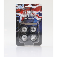 DDA Set of 4 x 12 Slot Low Profile Wheels w/Tyres & Axles 1:24 Scale DDAW010