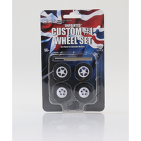 DDA Set of 4 x Custom #1 Unpainted Wheels w/Tyres & Axles 1:24 Scale DDAW013