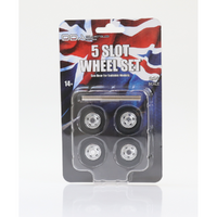 DDA Set of 4 x 5 Slot Wheels w/Tyres & Axles 1:24 Scale DDAW014