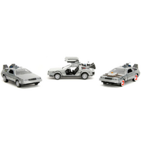 Back to the Future Jada DeLorean 1:32 Scale 3 Pack Diecast Vehicles 33399