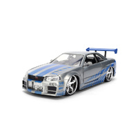 Fast & Furious Jada Brian's Nissan Skyline GT-R Raw Metal Colour Brush Finish 1:24 Scale Diecast Metal 36818