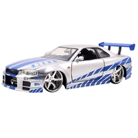 Fast & Furious Jada Brian's Nissan Skyline GT-R Silver 1:24 Scale Diecast Metal 97158