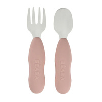 Beaba Fork & Spoon Stainless Steel Pre-Cutlery Set - Cotton Candy