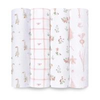 Aden + Anais 4pk 100% Cotton Muslin Swaddles - Country Floral