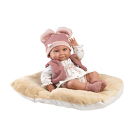 Llorens Doll 42cm - Nica with Eared Hat & Brown Cushion L73816