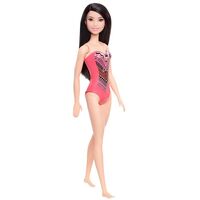 Barbie Beach Doll Black Hair Wearing Pink Swimsuit