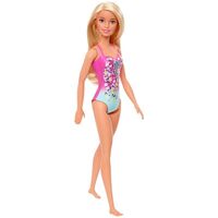Barbie Beach Doll Blonde Wearing Floral Swimsuit DWJ99