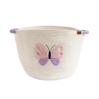 Living Textiles Embroidered Cotton Rope Hamper - Butterfly