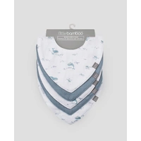 Little Bamboo Muslin Bibs 5pk - Retro Blue