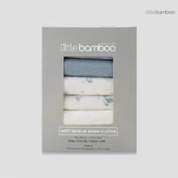 Little Bamboo Soft Muslin Wash Cloths 6pk - Retro Blue