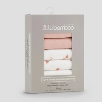 Little Bamboo Soft Muslin Wash Cloths 6pk - Dusty Rose