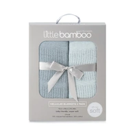 Little Bamboo Cellular Blanket 2pk - Retro Blue