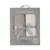 Little Bamboo Cellular Blanket 2pk - Stone Grey