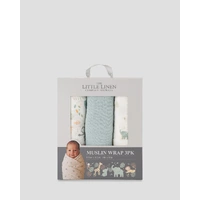 Little Linen Muslin Wraps 3pk - Savana Giraffe
