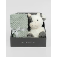 The Little Linen Company Plush Toy & Blanket - Farmyard Cow