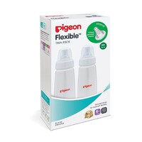 Pigeon Flexible Peristaltic Nipple Slim Neck PP Baby Bottle 240mL twin pack suit 4+ months