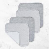 Living Textiles Face Washers 4 Pack Grey Stripe/Melange