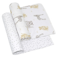 Living Textiles 100% Cotton Jersey Swaddle Wrap 2 Pack - Savanna Babies **
