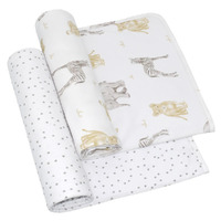 Living Textiles 100% Cotton Jersey Swaddle Wrap 2 Pack - Savanna Babies