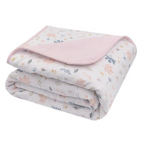 Living Textiles 100% Organic Cotton Muslin Cot Blanket - Botanicals/Blush **