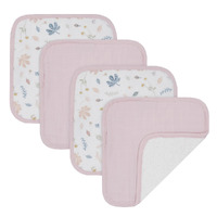 Living Textiles Face Washers 4 Pack - Botanicals/Blush
