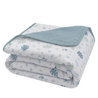 Living Textiles 100% Organic Cotton Muslin Cot Blanket - Banana Leaf