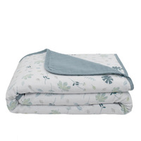 Living Textiles 100% Organic Cottom Muslin Pram/Bassinet Blanket - Banana Leaf