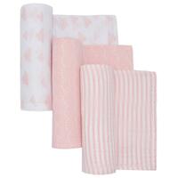 Living Textiles 100% Cotton Muslin Wraps 3 Pack - Blush Pink