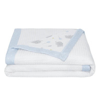 Living Textiles Waffle Baby Blanket - Mason/Blue Dots