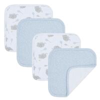 Living Textiles Face Washers 4 Pack Mason/Blue Dots