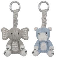 Living Textiles 2pk Stroller Toys - Elephant & Hippo