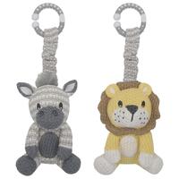 Living Textiles 2pk Stroller Toys - Zebra & Lion