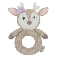 Living Textiles Knitted Ring Rattle Ava the Fawn