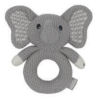 Living Textiles Knitted Ring Rattle Mason the Elephant