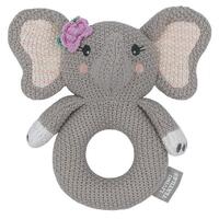 Living Textiles Knitted Ring Rattle Ella the Elephant