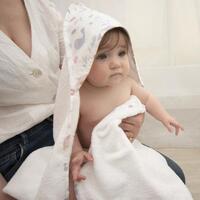 Living Textiles 100% Cotton Muslin Baby Hooded Towel Sweet Tweet