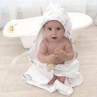 Living Textiles 100% Cotton Muslin Baby Hooded Towel Whale of a Time