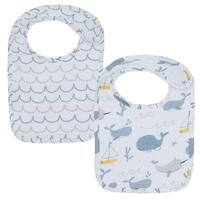 Living Textiles 2pm Muslin Bibs - Whale of A Time
