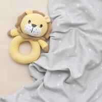 Living Textiles Jersey Swaddle & Rattle Gift Set Stars/Lion