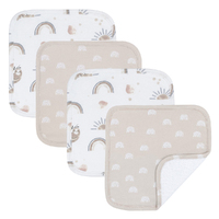 Living Textiles Face Washers 4 Pack Sloth/Rainbow