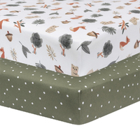 Living Textiles Cotton Jersey Cot Fitted Sheet 2 Pack - Forest Retreat