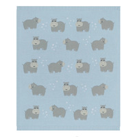 Living Textiles 100% Cotton Knit Australiana Baby Blanket Hippo/Blue 75x85cm