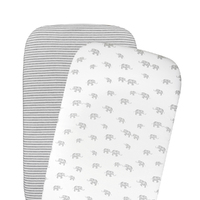 Living Textiles 2pk Bedside Bassinet/Cradle/Co-Sleeper Fitted Sheets - Grey Elephant