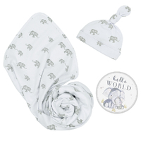 Living Textiles Newborn Hello World Gift Set - Grey Elephant